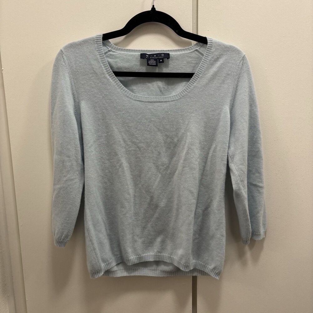 MAG By Magaschoni Women’s Sz Medium 100% Cashmere Light Blue Sweater